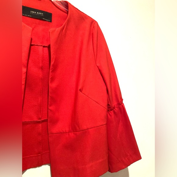 Zara Red Cropped Jacket, Size L, Red - Picture 4 of 13